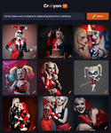 craiyon_173657_Harley_Quinn_and_an_elephant_celebrating_Brawlman_s_birthday.png